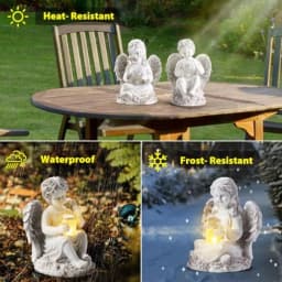 2 Pack Outdoor Angel Statue Garden Decor, Classic Solar Figurine Decoration for Yard Art Indoor Porch Home Lawn Outside Light u