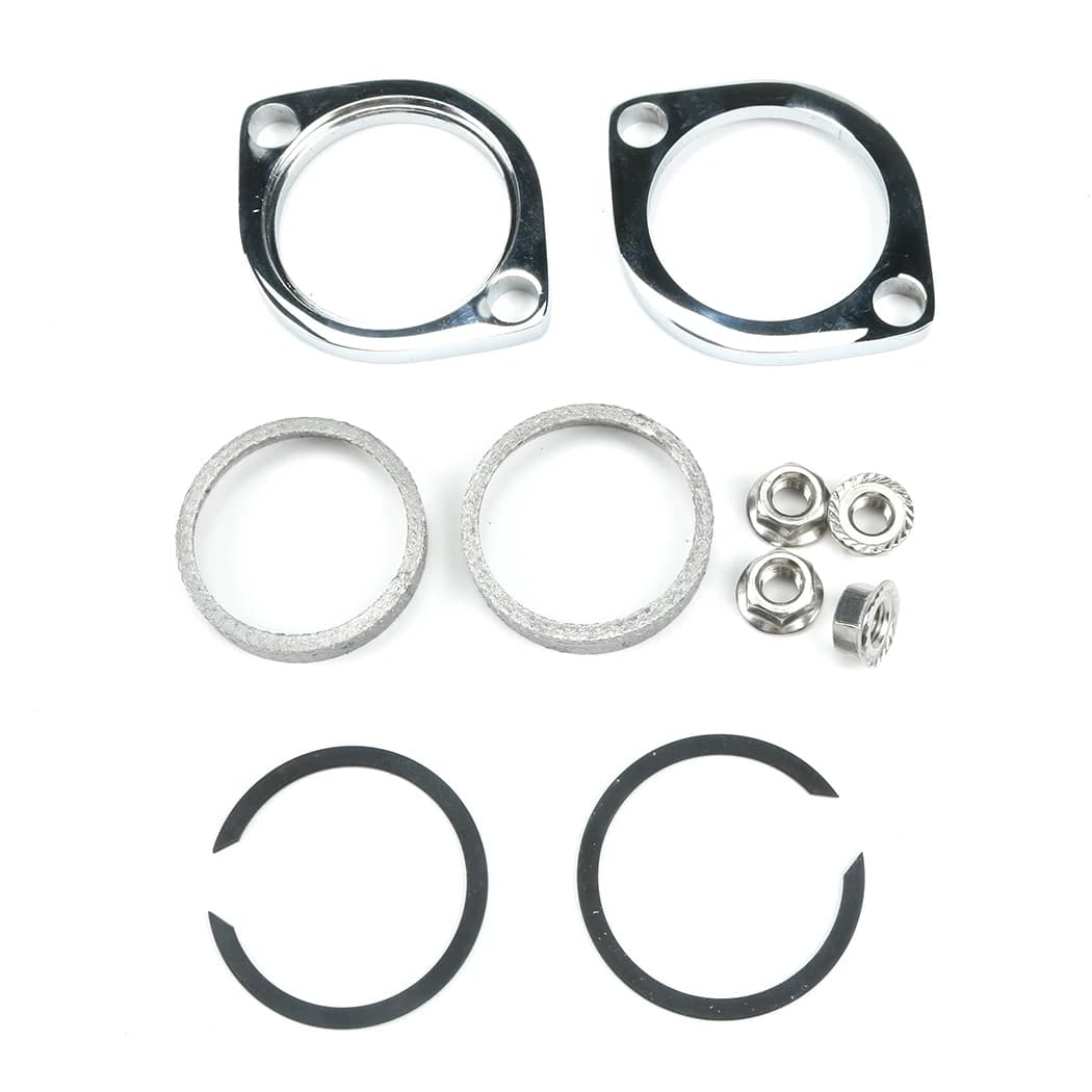 Exhaust Flange Install Kit Pair Flanges Gaskets Nuts Washers For Harley Big Twin