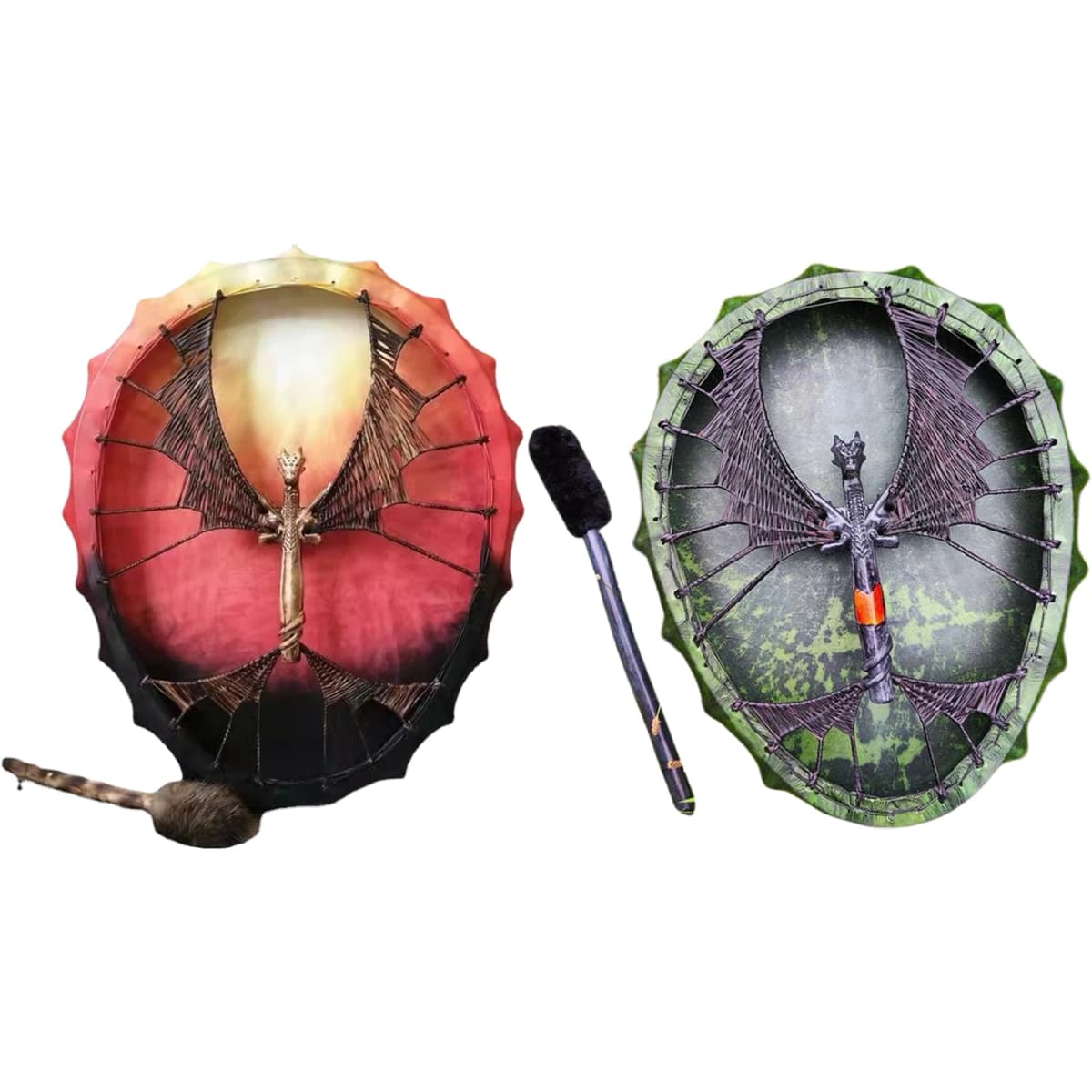 Shaman Frame Drum Unique Shamanic Drums Dragon Totem Frame Drum Stick Spirit Music Playing Instrument For Kids Adults Home Decor