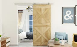 Integrated Soft Close Sliding Hardware Brushed Stainless Steel Top Mount Studio Barn Door Style Track Kit