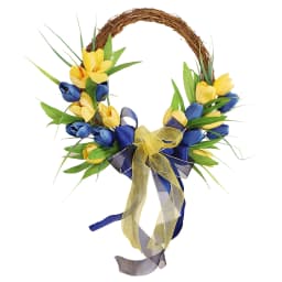 Tulip Spring Wreath For Front Door Summer Wreath For Front Door Yellow & Blue Artificial Flowers Summer Wreath Farmhouse Decor