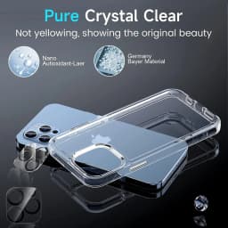 【5 in 1】Clear Case for iPhone 14 Pro Max with MagSafe Built-in with 9H Tempered Glass Screen Protector & Camera Lens Protector