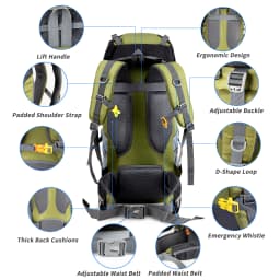 Hiking Backpacks 70L Camping Backpacking Packs for Men Women Lightweight Outdoor for Traveling, No Internal Frame