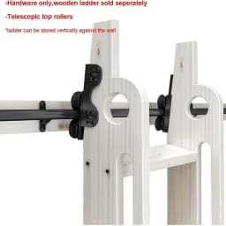 16FT(488cm) Retractable Sliding Library Hardware Kit No Ladder,Round Tube Rolling Ladder Track, Floor Roller with Brake