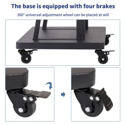 Large Floor TV Stand with 2 Shelves Height Adjustable Mobile TV Mount Bracket for 32-85 inch LCD LED