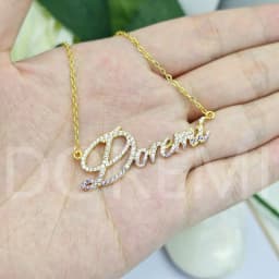 DOREMI Cursive Classic Customized Name Necklace Heart Zircon Crystal Full Letters Necklace Gift Jewelry Custom Necklace