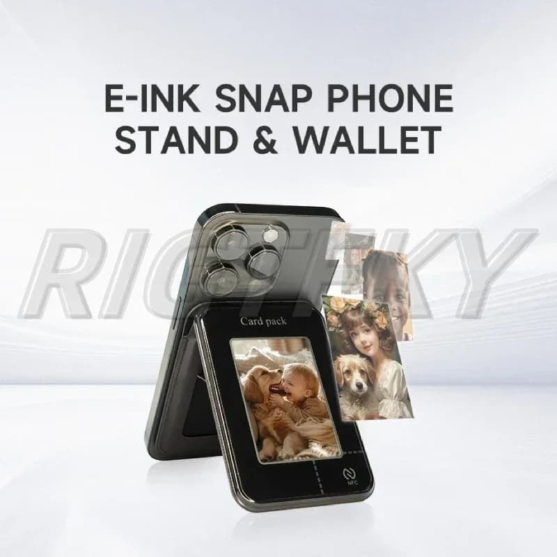 NFC Enabled Smart Magnetic Card Bag For iPhone 16 15 14 13 Pro Max Black Mythical Wukong E Ink 4-color Screen DIY Picture Funda