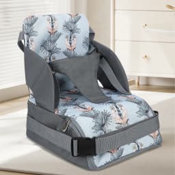 Baby Booster Seat Travel Booster Seat for Kitchen Chair PU Washable Straps Safety Buckle Portable Travel Toddler Booster Seat