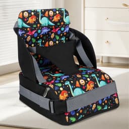 Baby Booster Seat Travel Booster Seat for Kitchen Chair PU Washable Straps Safety Buckle Portable Travel Toddler Booster Seat