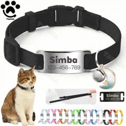 Customized Fashion Elastic Cat Collar Free Engraved Puppy Kitten Anti-lost Pet ID Nameplate Necklace With Bell & Moon Ornament