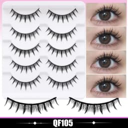 DINGSEN 5 Pairs Manga Lashes Cosplay Fake Eyelashes Strip Lash Soft Natural Look Fox Eye Korean Manhua Makeup False Eyelashes