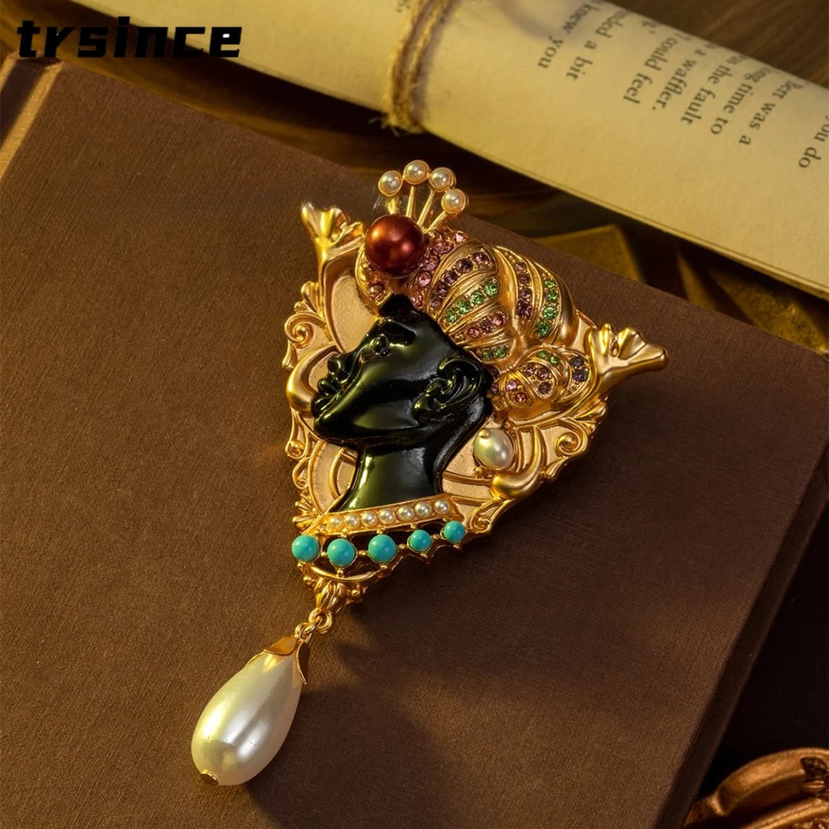 Vintage Heavy Industry Making Beauty Head Brooch Fashion Luxury Jewelry for Ladies Party Wedding Banquet Corsage Gifts