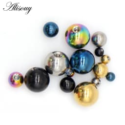 Alisouy 10pcs 14G/16G Mix Colors Stainless Steel Replacement Ball Bead Lip Eyebrow Tongue Ear Tragus Belly Body Piercing Jewelry