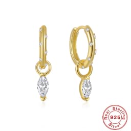 ROXI Rhombus Color Zircon Pendant Earrings 925 Sterling Silver Accessories Versatile Jewelry Ladies Classic Elegant Earrings