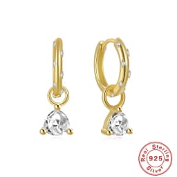 ROXI Rhombus Color Zircon Pendant Earrings 925 Sterling Silver Accessories Versatile Jewelry Ladies Classic Elegant Earrings