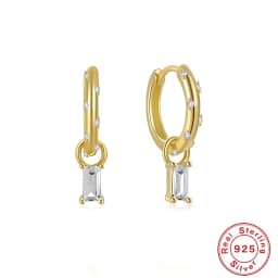 ROXI Rhombus Color Zircon Pendant Earrings 925 Sterling Silver Accessories Versatile Jewelry Ladies Classic Elegant Earrings