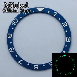 Miuksi 38mm flat C3 green luminous ceramic bezel Insert fit SKX007 SKX009 bezel insert 38mm*31.5mm replacement watch parts