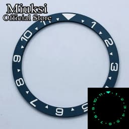 Miuksi 38mm flat C3 green luminous ceramic bezel Insert fit SKX007 SKX009 bezel insert 38mm*31.5mm replacement watch parts