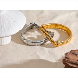 Yhpup High Quality Stainless Steel Metal Texture Bracelet Bangle 18K PVD Plated Rust Proof Personalized Attractive Jewelry New