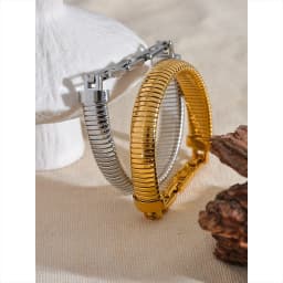 Yhpup High Quality Stainless Steel Metal Texture Bracelet Bangle 18K PVD Plated Rust Proof Personalized Attractive Jewelry New