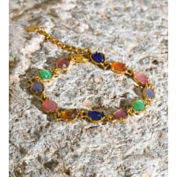 Yhpup Stainless Steel Colorful Opal Stone Chain Bracelet Bangle Exquisite Arrivals Women Jewelry 18K PVD Plated Gift