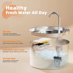ZYFeeder 2.2L Automatic Water Fountain Stainless Steel Pet Water Feeder Cat/Dog Drink Bowl Water Dispenser Silent With Window