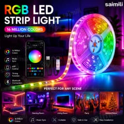 Smart USB RGB LED Tape Light Flexible Ribbon APP Controlled Music Sync Dimmable Strip for TV Background Game Room Decor Lighting