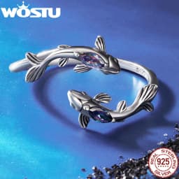 WOSTU 925 Sterling Silver Colorful 12 Zodiac Open Ring For Women , Rainbow Zircon Crystal Stackable Rings Girl Family Gift