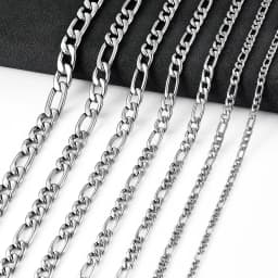 3-11.5mm Men's Stainless Steel Link Figaro Chain Necklace for Women Punk Boy Silver Color Choker Metal Jewelry Accessories Gift