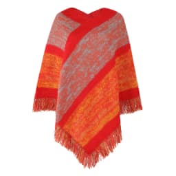 Autumn Winter Batwing Sleeve Rainbow Striped Poncho Women Fashion Sweater Cloak 2025 New Pullover Shawl Female Tassel Cape