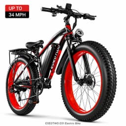 EOEOTWO 26" Fat Tire Electric Bike for Adults, 1000W Motor 1500W Peak, 48V 15Ah Battery, 34 MPH Max Speed, Up to 60 Miles Long Range