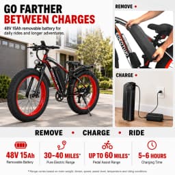 EOEOTWO 26" Fat Tire Electric Bike for Adults, 1000W Motor 1500W Peak, 48V 15Ah Battery, 34 MPH Max Speed, Up to 60 Miles Long Range