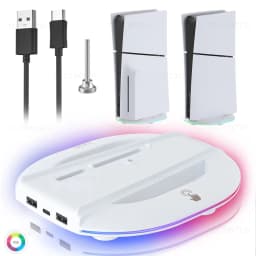 Vertical Cooling Stand with RGB Light for PS5 Slim Disc/Digital Edition Console Anti-Slip Base Bracket Holder for PS5 Accessorie