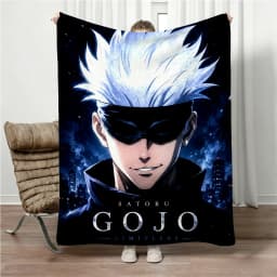 Jujutsu Kaisen Gojo Flannel Blanket Four Seasons Universal Nap Throw Anime Print Lightweight Sofa Bed Office Lunch Break Blanket