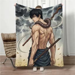 Jujutsu Kaisen Gojo Flannel Blanket Four Seasons Universal Nap Throw Anime Print Lightweight Sofa Bed Office Lunch Break Blanket