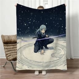 Jujutsu Kaisen Gojo Flannel Blanket Four Seasons Universal Nap Throw Anime Print Lightweight Sofa Bed Office Lunch Break Blanket