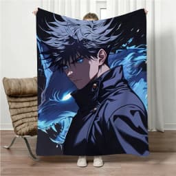 Jujutsu Kaisen Gojo Flannel Blanket Four Seasons Universal Nap Throw Anime Print Lightweight Sofa Bed Office Lunch Break Blanket