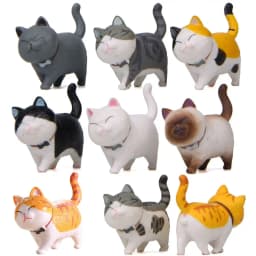 Mini Kitten Statue Simulation Animal Model Cartoon Funny Cat Figurine With Bowknot Design Desktop Ornament Dollhouse Decor