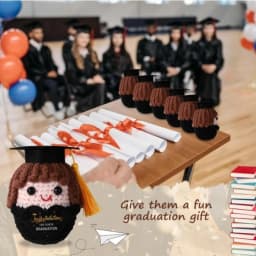 Graduation Season Handmade Crocheted PhD Doll - Positive Mood Plush Toy, Cute Emotional Companion, Graduation Gift for Students