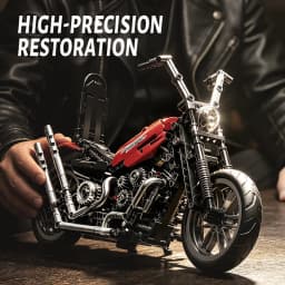 Harlely-Davidson Fat Boy Motorcycle Building Set for Adults Vintage Motorbike Model Toy Gift Similar to Legoed 10296 and Nifeliz