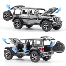 1:22 Wrangler Rubicon Suzuki Hustler Alloy Toys Diecast Model Car Doors Opened Sound Light Pull Back Vehice Friend Birthday Gift