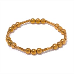 Yhpup 3/4/5/6 MM Stainless Steel Beads Daily Handmade Elastic Bracelet Bangle Waterproof Wrist Wholesale Gold Color Jewelry Men