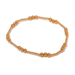 Yhpup 3/4/5/6 MM Stainless Steel Beads Daily Handmade Elastic Bracelet Bangle Waterproof Wrist Wholesale Gold Color Jewelry Men