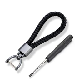 MKENDN Luxury Leather Men Women Keychain Black Clasp Creative Rotatable Horseshoe Buckle Keyring Holder Car Key Chain Gifts