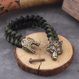 Never Fade Rock Viking Wolf Bracelet Men's handmade cord Wolf Bead Punk Bracelets Biker Jewelry