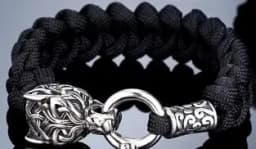 Never Fade Rock Viking Wolf Bracelet Men's handmade cord Wolf Bead Punk Bracelets Biker Jewelry