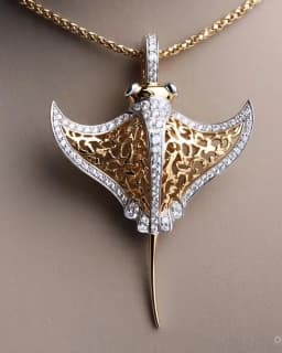 Creative Two-Color Devilfish Pendant Necklace Made of Copper. Batfish Necklace Suitable for Daily Casual and Ocean Style Outfits