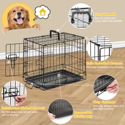 JHK 18 Inch Single Door Dog Crate Metal Pet Kennel with Secure Lock Foldable Removable Tray for Easy Cleaning Portable Puppy Cage for Small Dogs