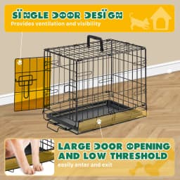 JHK 18 Inch Single Door Dog Crate Metal Pet Kennel with Secure Lock Foldable Removable Tray for Easy Cleaning Portable Puppy Cage for Small Dogs