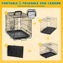 JHK 18 Inch Single Door Dog Crate Metal Pet Kennel with Secure Lock Foldable Removable Tray for Easy Cleaning Portable Puppy Cage for Small Dogs